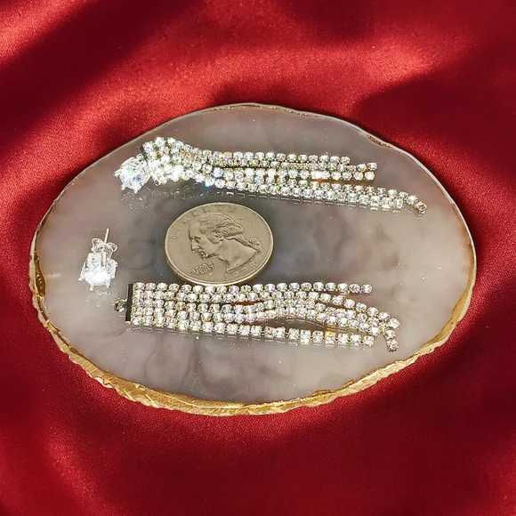 HP 🎉 Sterling Silver Diamond Chandelier Dangle Drop Earrings Romantic Boho Chic - Picture 10 of 13